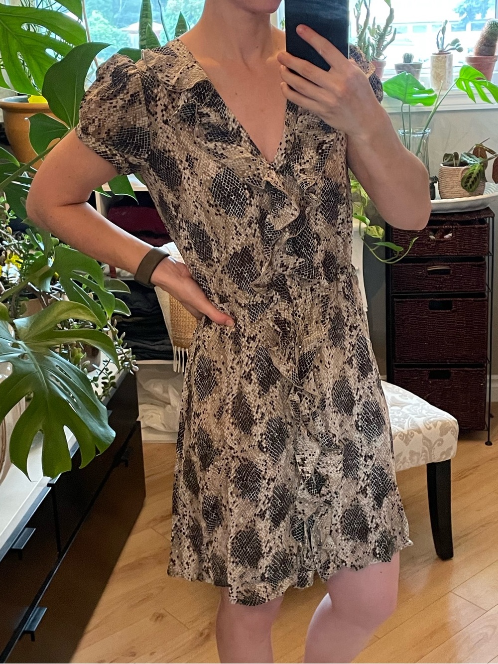 INC Sz 8 100% Silk Snakeskin Patterned Dress